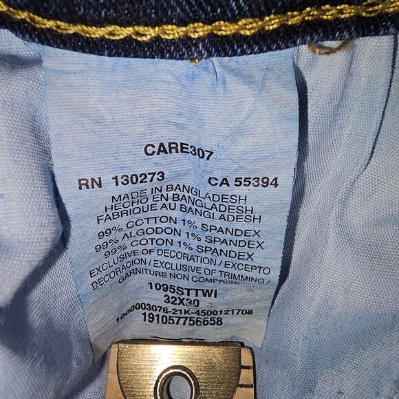 Men's Wrangler Straight Fit Rugged Denim Jeans Dark Wash 32x30 - Picture 7 of 11